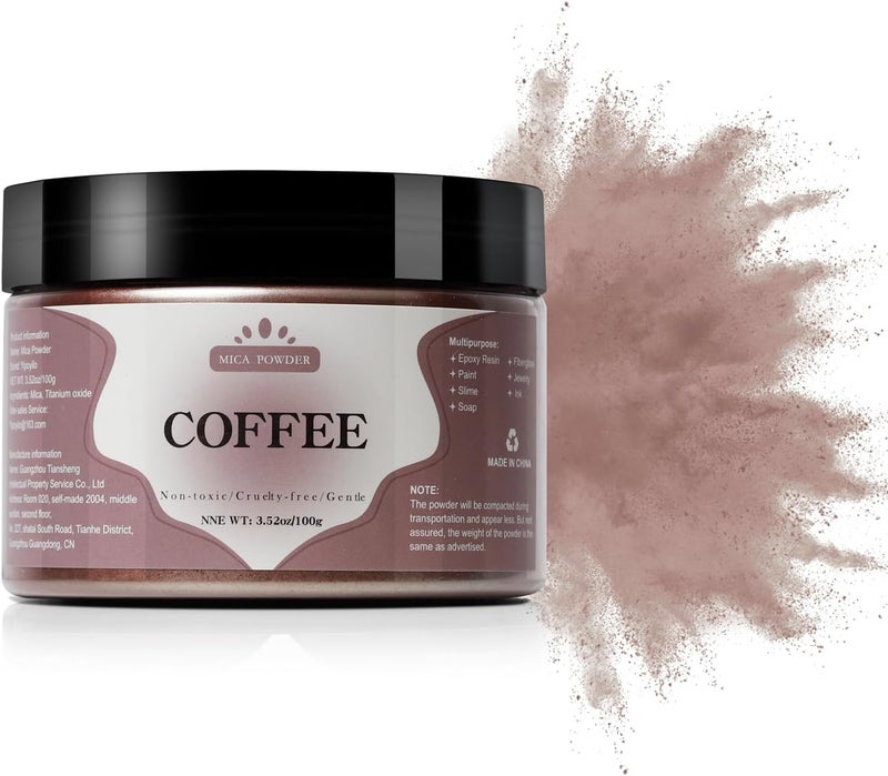Yipoyilo Mica Powder - 100g Mica Powder for Epoxy Resin - Metallic Color Pigment for Resin, Soap, Bath Bombs, Eye Shadow, Nails, DIY Crafting Projects etc. (Coffee) - Image 1